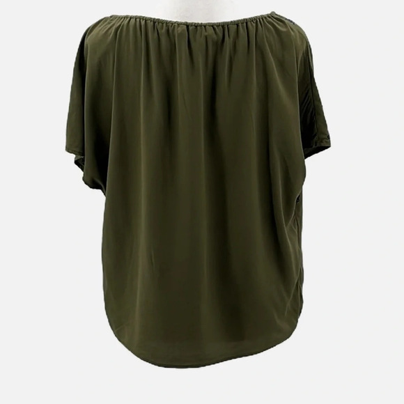 Tory Burch Camille Silk Embroidered Peasant Blouse in Green & Navy - Size 6 - Picture 5 of 8